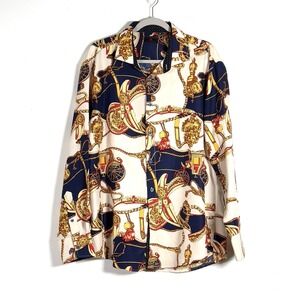 BC Collection Long Sleeve Shirt Mens Sz XL Multicolor Equestrian Print